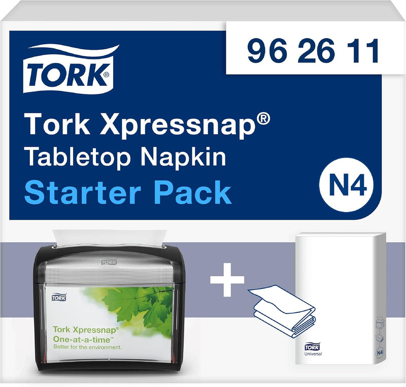 Tork Xpressnap Tischspender Starter Pack Schwarz N4, Signature Linie, 16.9 cm × 14.1 cm × 20 cm, 962