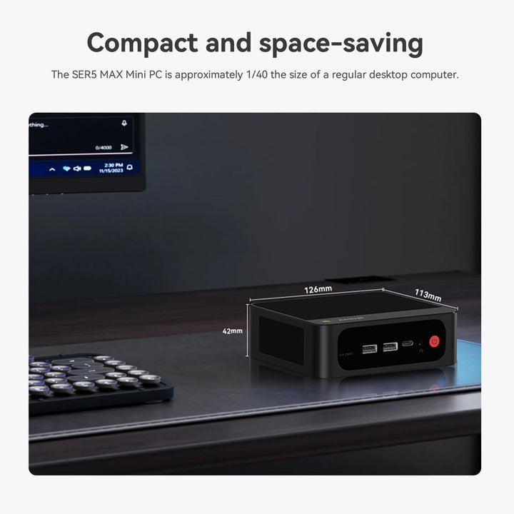 Beelink SER5 MAX Mini PC, AMD Ryzen R7 7735HS (8C/16T, bis 4,75GHz), Mini Desktop Computer 24GB LPDD
