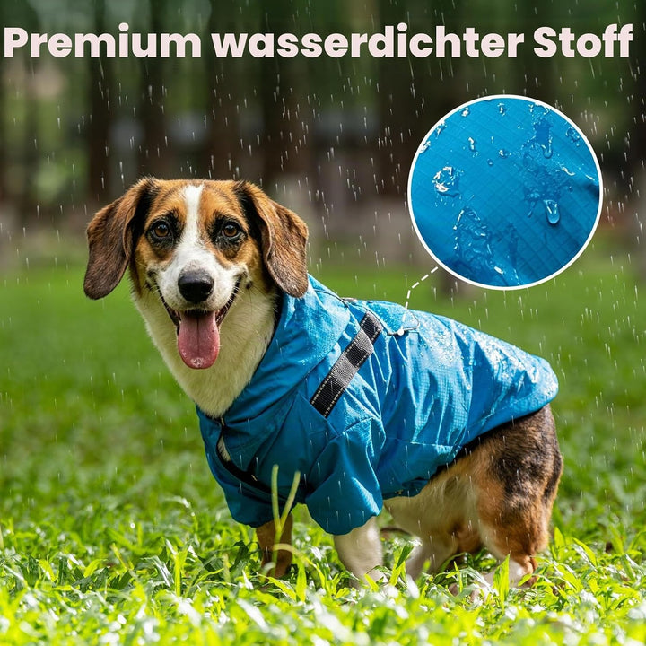 JoyDaog Regenmantel für kleine Hunde mit Kapuze, wasserdichte Outdoor-Regenjacke für Hunde, Welpen-R