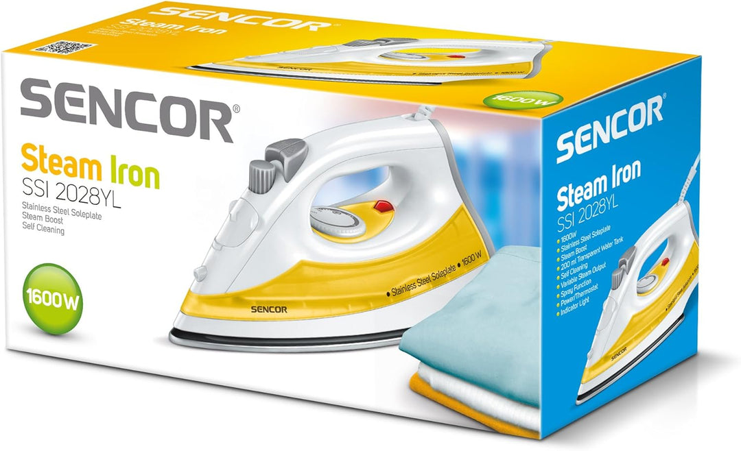 SENCOR SSI 2028YL Dampfbügeleisen (1600 Watt, Edelstahlsohle) gelb