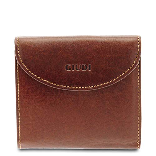 Giudi Damen Geldbörse aus Rindsleder, echtes Leder, Kartenetui Braun, Braun