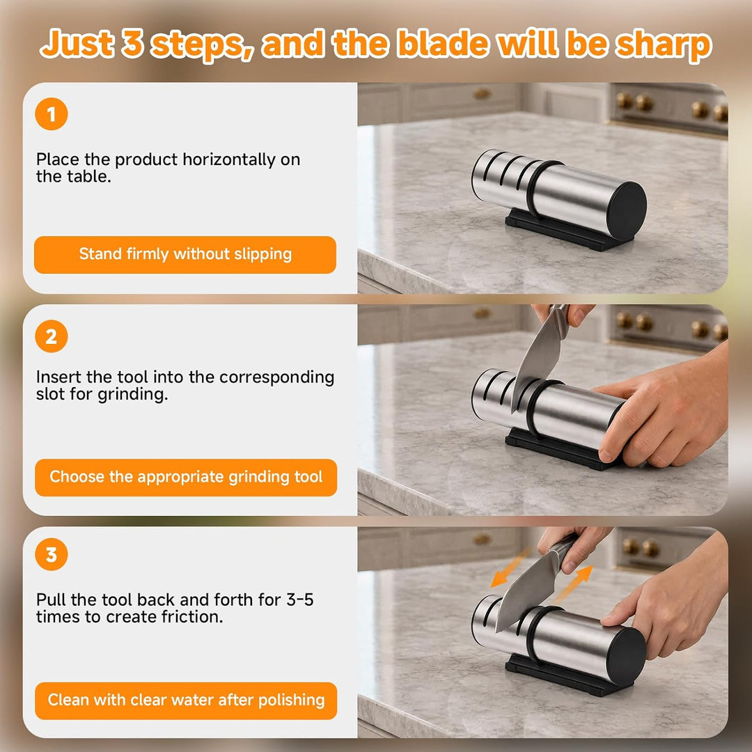 Diamant Messerschärfer Profi, Rutschfester Knife Sharpener, mit Rollschleifer-Technologie, Sicherer