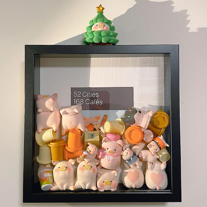 Muzilife 3D Bilderrahmen mit Echtglas 28x28 cm Holz, Tiefer Objektrahmen zum Befüllen für Wandbehang