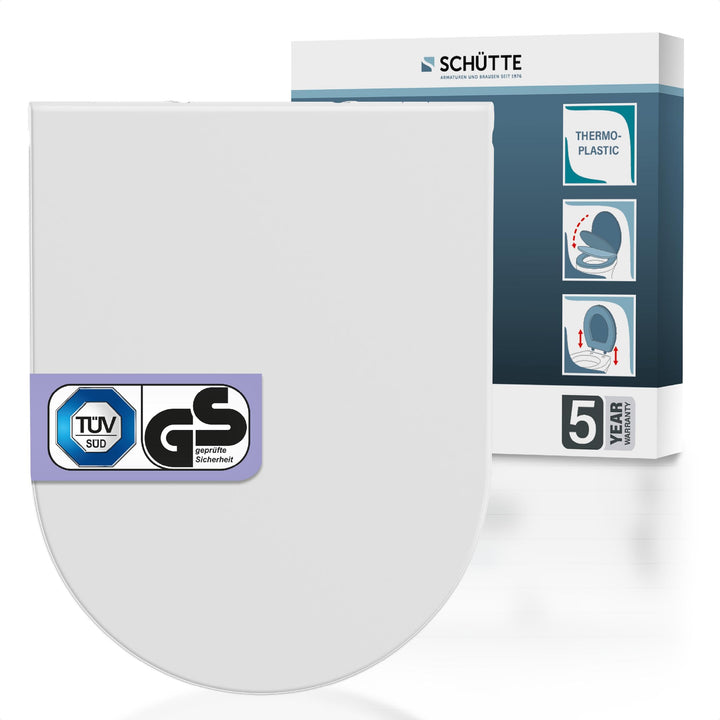 WC-Sitz mit Absenkautomatik TÜV-geprüft | Abnehmbarer Klodeckel aus bruchsicherem Material D-Form, D