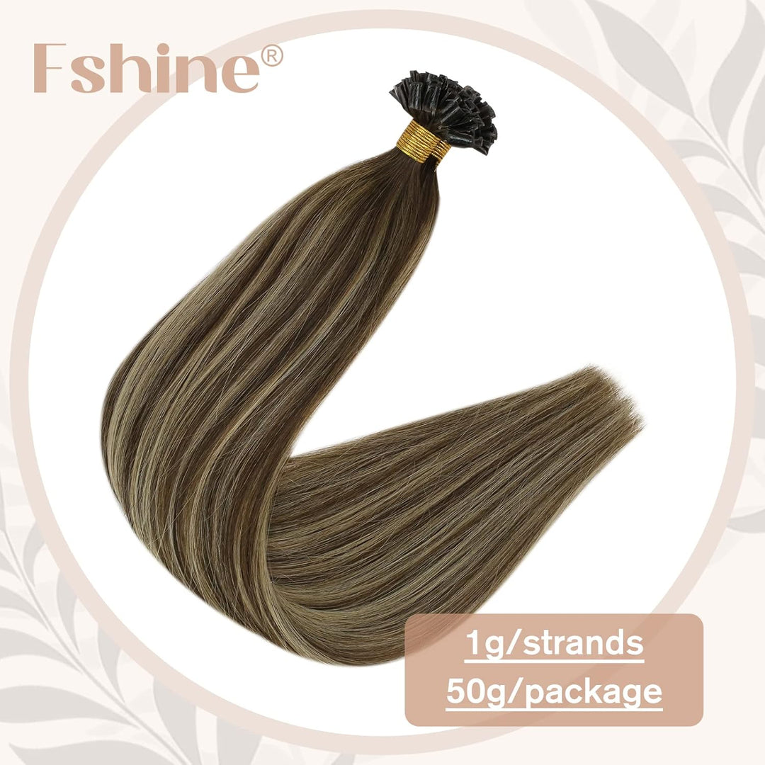 Fshine U Tip Keratin Remy Echthaar Extensions Bondings Remi Haar Faber Schokoladenbraun Gemischt Kar