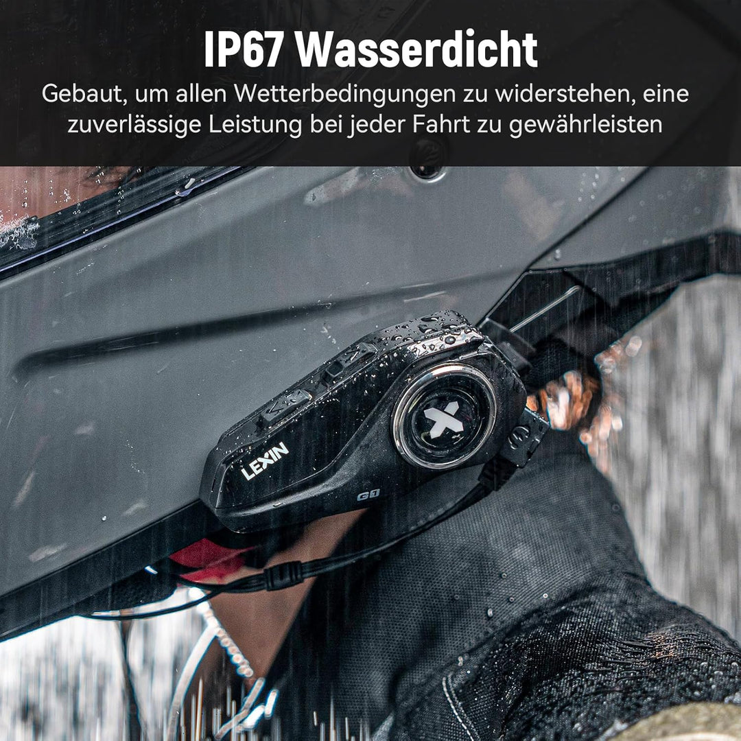 LEXIN G1 Motorrad Bluetooth 5.0 Kopfhörer, Helm Headset für Musik und Navi-Ansage Hören, Freihändige