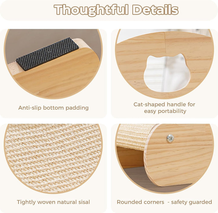 Avont Sisal Kratzbrett Holz, Kratzliege für Katzen, Bequeme Kratzpads zum Schlafen -M 58 cm * 33 cm,