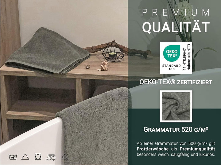 ZOLLNER 3er Set Handtücher gross, Duschtücher, 70x140 cm, Baumwolle, Taupe, Taupe