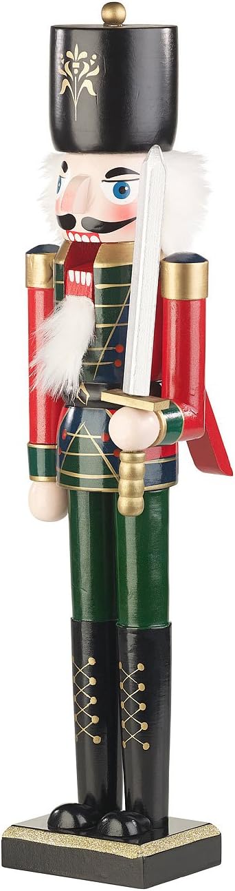 infactory Nussknacker Figur gross: 2er-Set Handbemalte Deko-Nussknacker aus Holz, 48,5 cm (Weihnacht