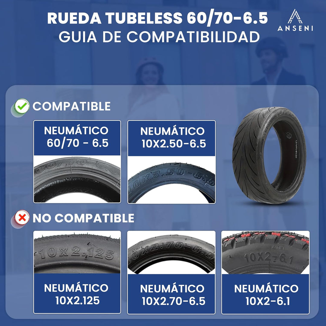 ANSENI Reifen 60/70-6.5 und Schlauch 10x2.50-6.5 Scooter | Kompatibel mit Xiaomi 5, 5 Pro, Xiaomi 5