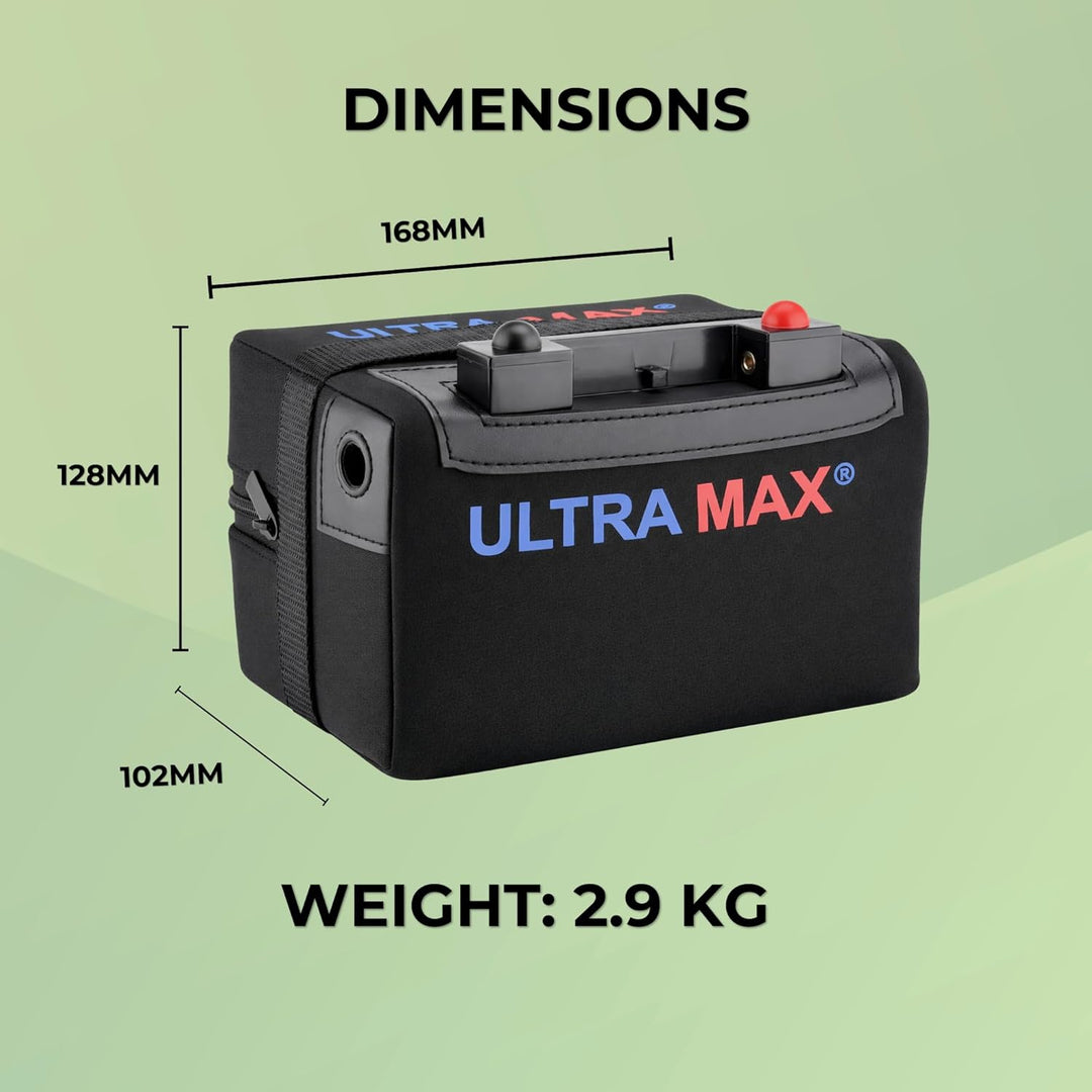 ULTRAMAX 12V 22AH LITHIUM GOLF TROLLEY BATTERY WITH USB PORT (LI22-12USB)
