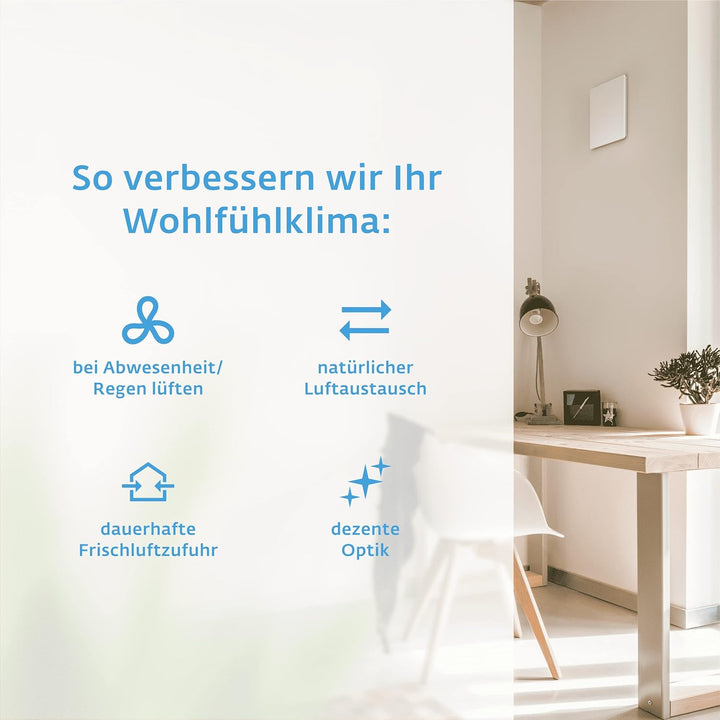 SIEGENIA AEROTUBE DD 160 Wand-Lüfter, dezentrale Wohnraum-Lüftung mit passiver Zu- &amp; Abluft, Lüftung