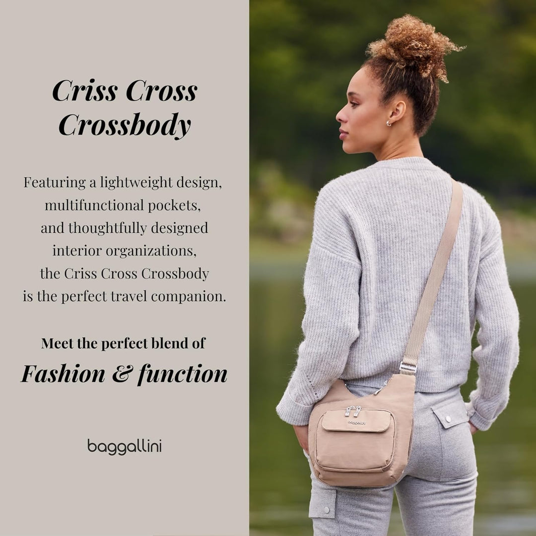 Baggallini Criss Cross Crossbody Bag Schwarz, Schwarz