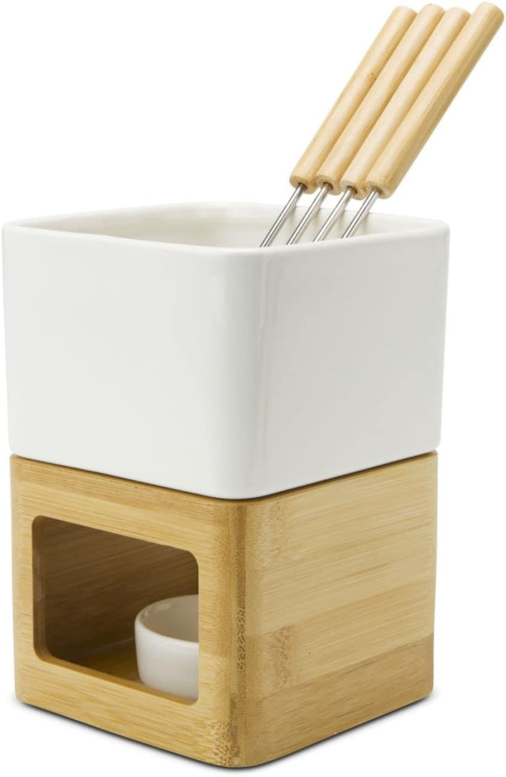 ROMINOX Geschenkartikel Schokoladenfondue // Dolce mit Topf, Stövchen, Teelichthalterung und 4 Pikse