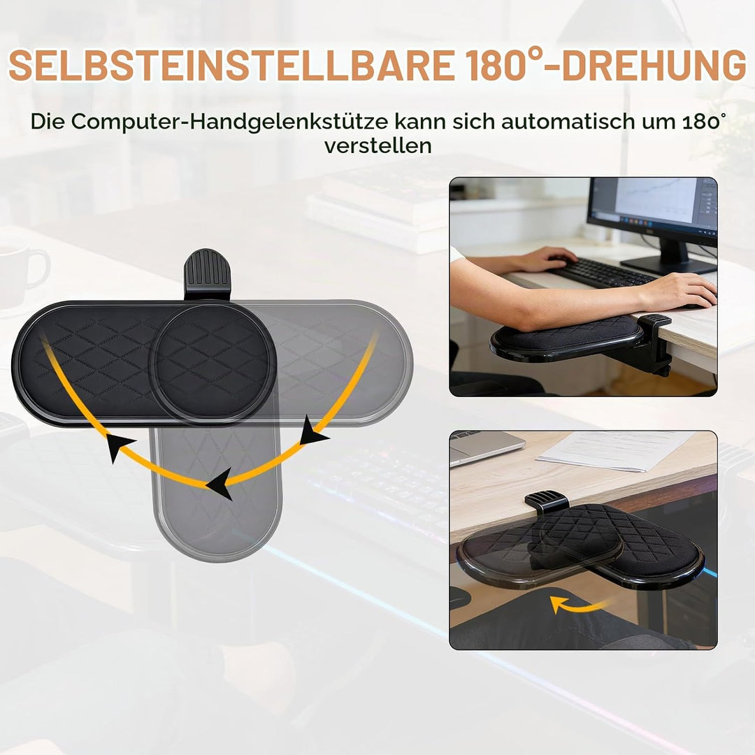 Armauflage Schreibtisch,180° Verstellbare Computer-Armlehne, Schreibtischverlängerung mit Maus-Armle