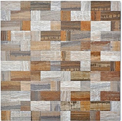 Mosaik Fliesen Mosaikfliesen Metallmosaik Kachel braun Holzoptik matt Küchenfliese WC Fliesenspiegel
