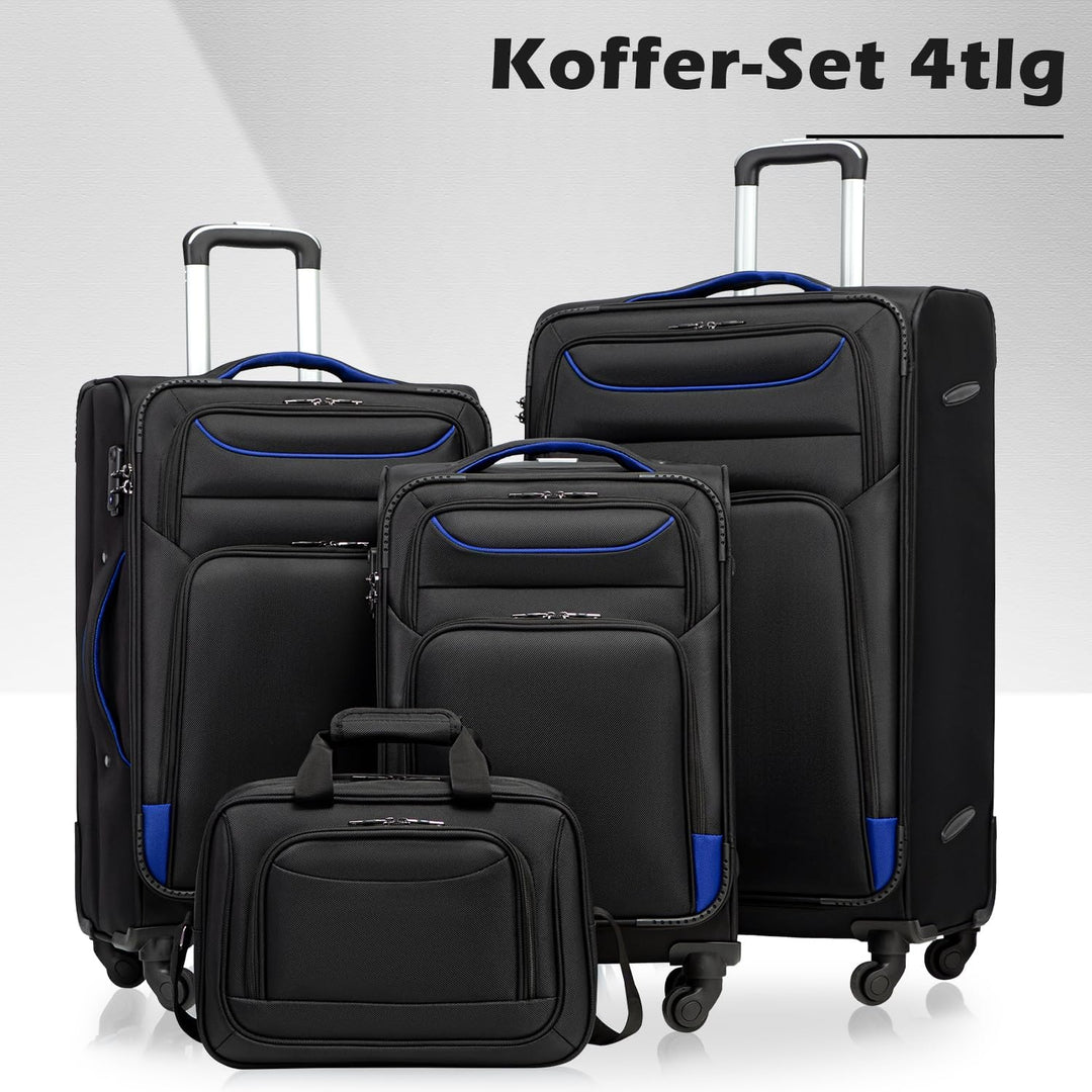 COOLIFE Koffer Trolley Koffer Reisekoffer von 4 Rollen Stoffkoffer Handgepäck TSA-Schloss Der Koffer
