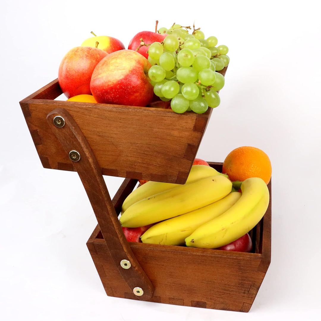 B4K Obstkorb aus Buchenholz | Grösse 24x32x29 cm | Früchtekorb | Servierkorb | Verkaufsständer | Obs