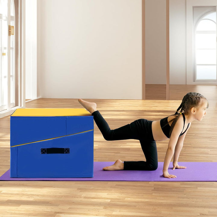 COSTWAY Schräge Gymnastikmatte, keilförmige Weichbodenmatte klappbar, 2 in 1 Turnmatte mit Tragegrif