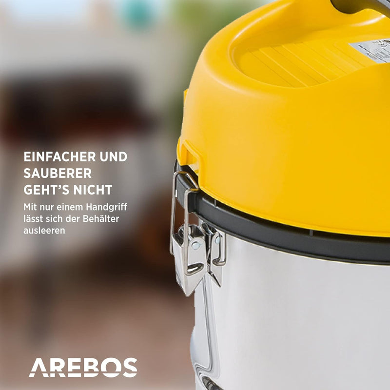 Arebos Industriestaubsauger 1300W | Nass- & Trockensauger | Mehrzwecksauger Wasser-Staubsauger | Wer