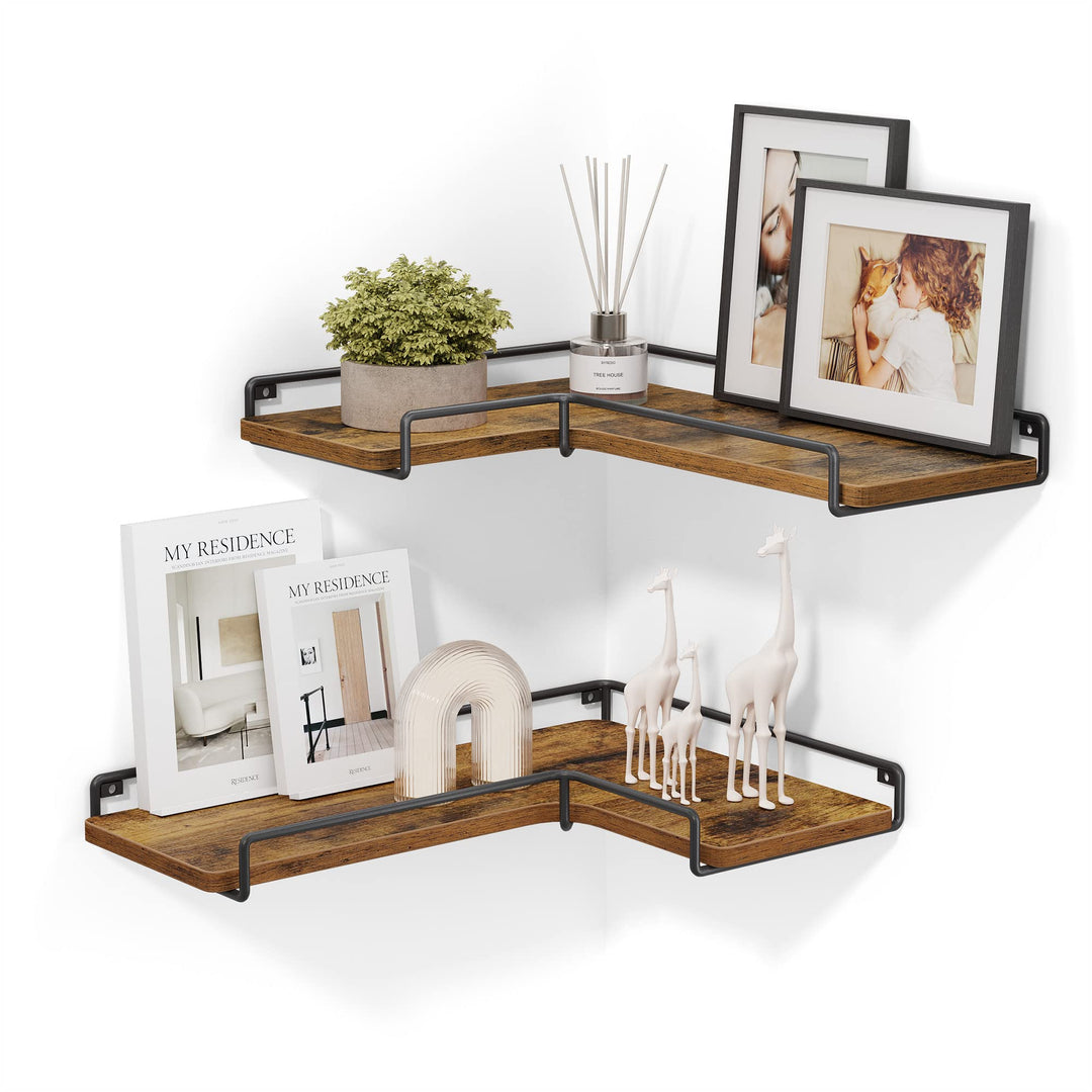 VASAGLE L-förmiges Eckregal, 2er Set, Wandregal, Industrie-Design, für Wohnzimmer, Schlafzimmer, Küc