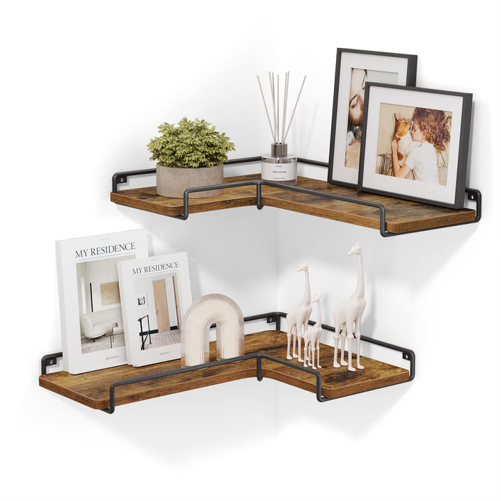 VASAGLE L-förmiges Eckregal, 2er Set, Wandregal, Industrie-Design, für Wohnzimmer, Schlafzimmer, Küc