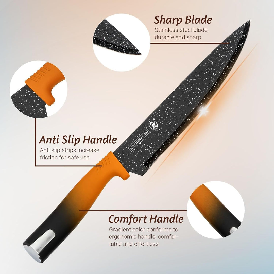 Küchenmesserset, 8PCS Edelstahl Messerblock Set mit 360 Grad drehbarem Acrylständer, Ultra scharfes