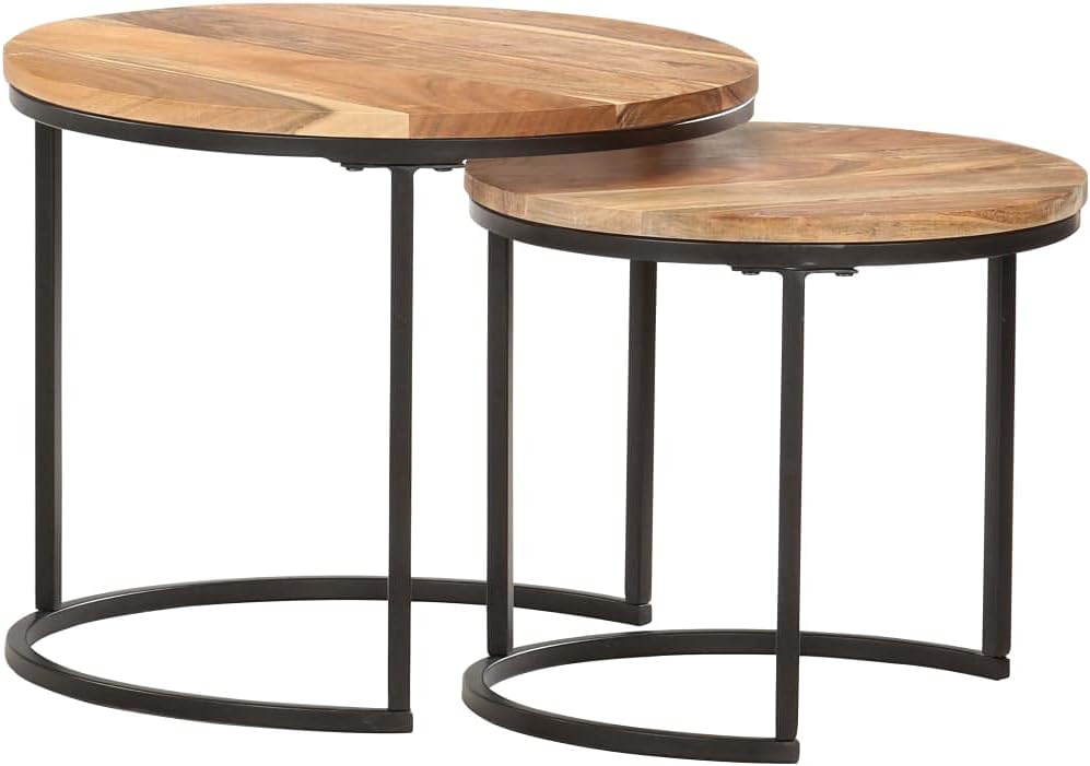 vidaXL 2X Akazienholz Massiv Satztisch Couchtisch Beistelltisch Kaffeetisch Sofatisch Holztisch Tisc