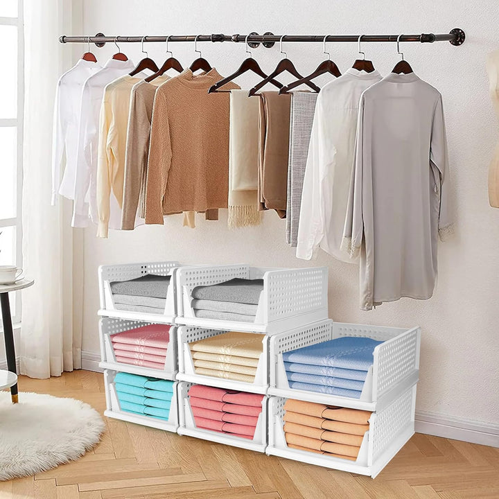 Diealles Shine Stapelbare Schubladenboxen, 4 Stück Kleiderschrank Organizer Ausziehbar, Plastik Schu