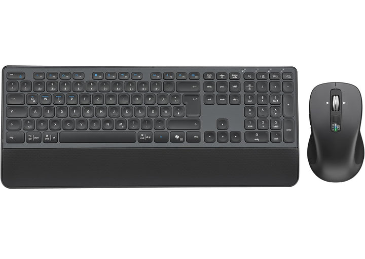 CITLLA M9127 Kabellose Tastatur und Maus mit Handballenauflage, Full-Size Multi Geräte-Tastatur Maus