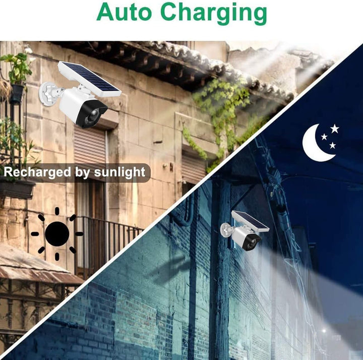 Aottom Dummy Kamera mit Solarlampe Aussen mit Bewegungsmelder, Solarbetriebene Kamera Attrappe Überw