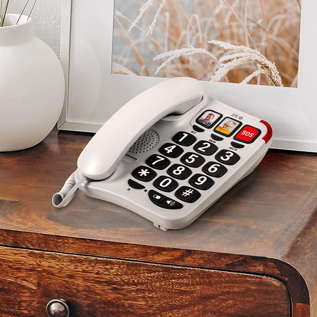 SPC Comfort Numbers 2 – Festnetztelefon für Senioren mit grossen Tasten, 3 Direktspeichern mit Foto,