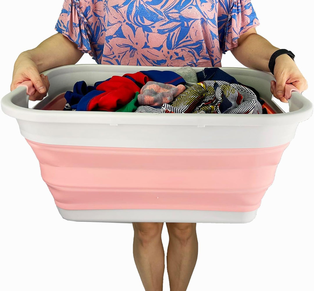 SAMMART 41L Collapsible Plastic Laundry Basket - Foldable Pop Up Storage Container/Organizer - Porta