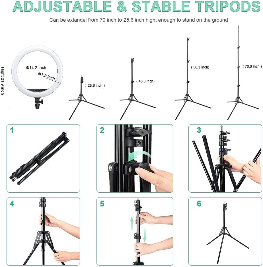 Godox LR150 LED-Ringlicht-Kit 18 Zoll 38W zweifarbig 3000K-6000K Selfie-Ringlicht Diammable CRI 90+,
