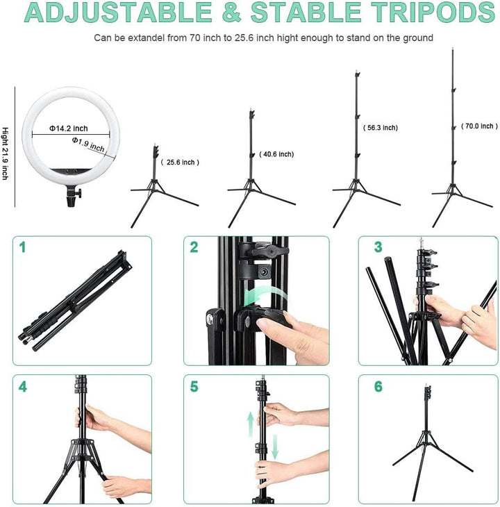 Godox LR150 LED-Ringlicht-Kit 18 Zoll 38W zweifarbig 3000K-6000K Selfie-Ringlicht Diammable CRI 90+,