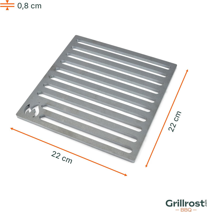 Grillrost.com Das Original Ofenrost 22x22cm aus massivem Stahl - Kein Guss dadurch Keine Bruchgefahr