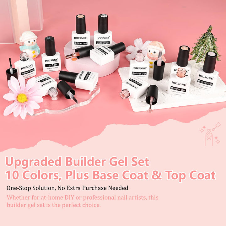 JODSONE 10-Farben-Building-Gel-Set Nagelstudio-Qualität Aufbaugel mit hohem Glanz & langanhaltendem