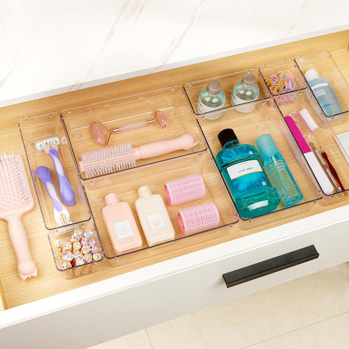 Vtopmart 9 Stücke Schubladen Organizer mit 4 Grössen, Schminktisch Organizer für Küchen, Badezimmer,