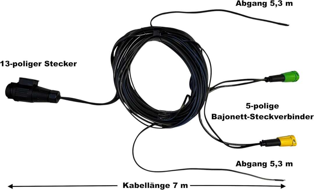 Anhängerbeleuchtung SET LED Rückleuchten 12V 24V 7 m 13 polig Kabel für Anhänger