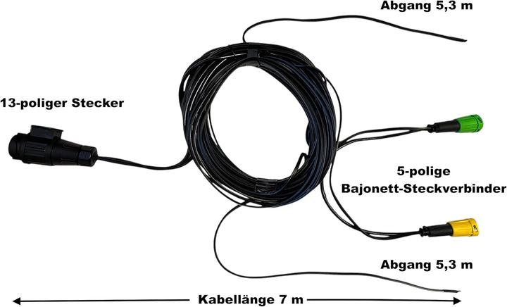 Anhängerbeleuchtung SET LED Rückleuchten 12V 24V 7 m 13 polig Kabel für Anhänger