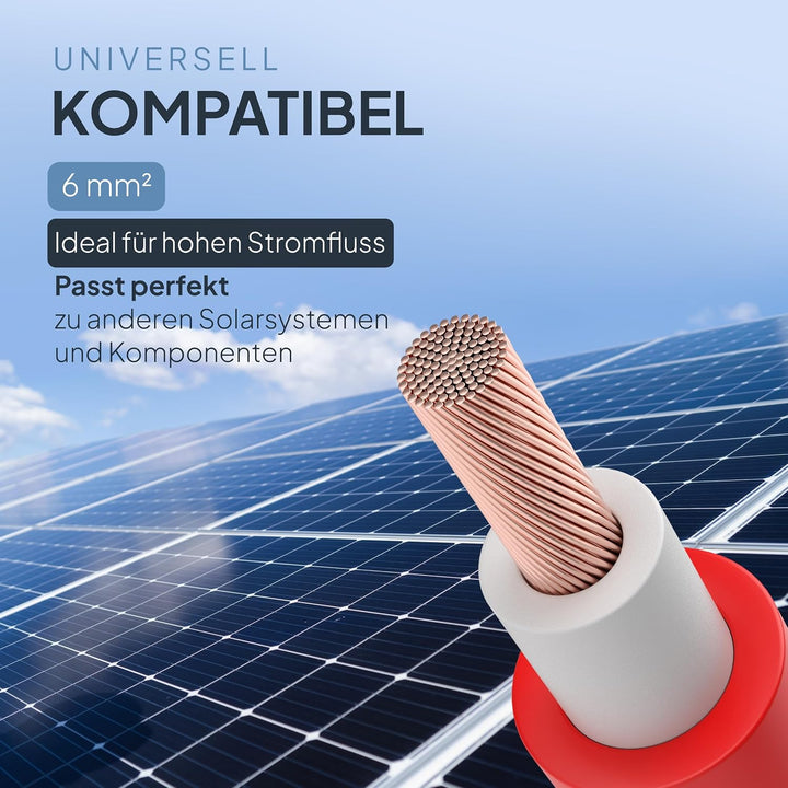 SEPO-Leitungen Solarkabel 6 mm² 10m TÜV Süd geprüfte Solarleitung in Schwarz oder Rot - Solarkabel -