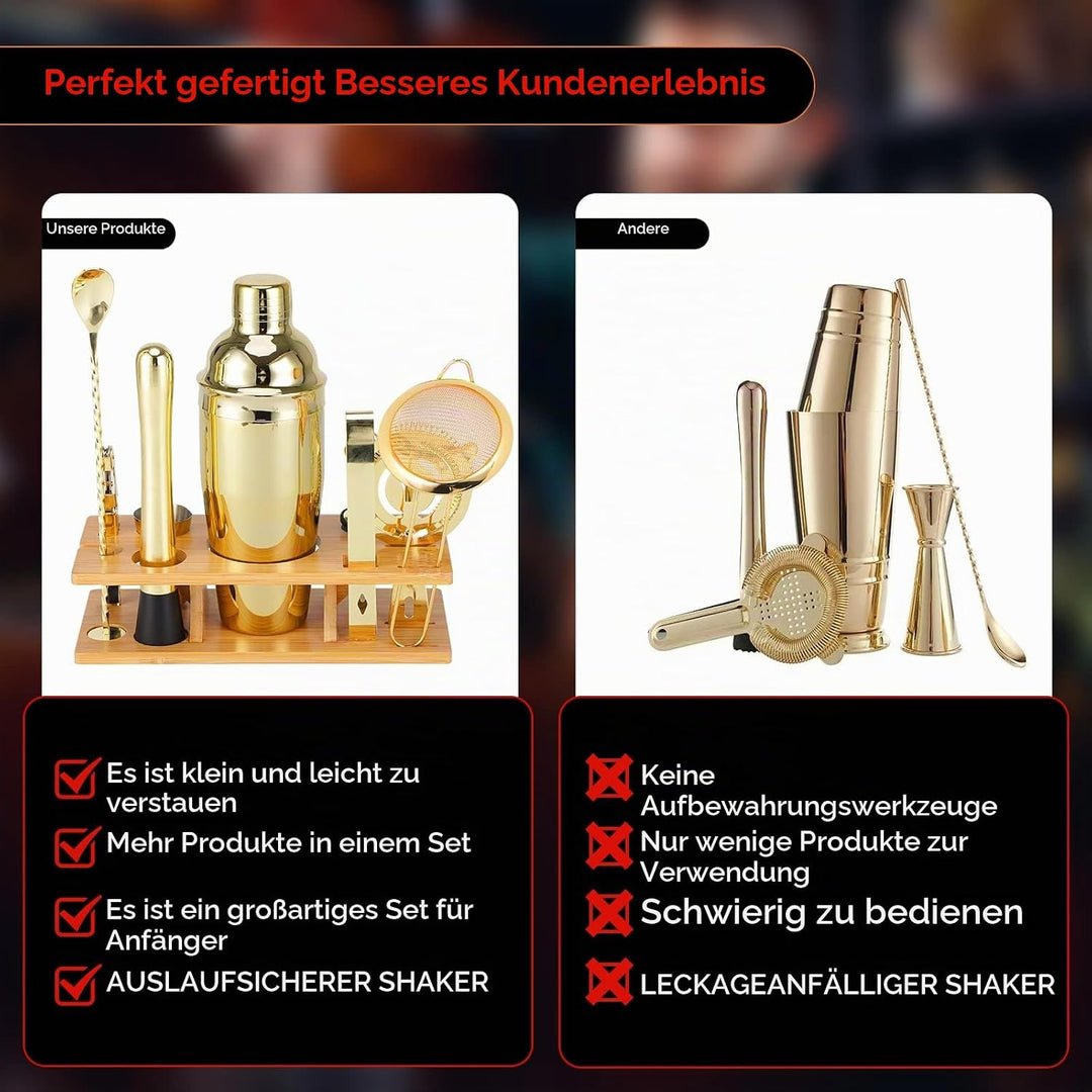 OBALY Barkeeper Kit 11-teilig Cocktail Shaker-Muddler für Cocktails 25oz Boston Shaker-Bar-Zubehör m
