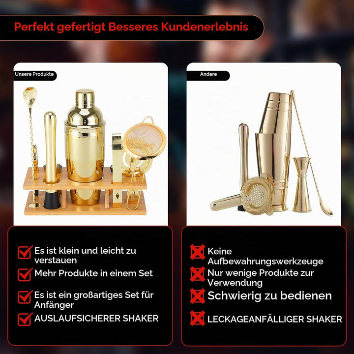 OBALY Barkeeper Kit 11-teilig Cocktail Shaker-Muddler für Cocktails 25oz Boston Shaker-Bar-Zubehör m