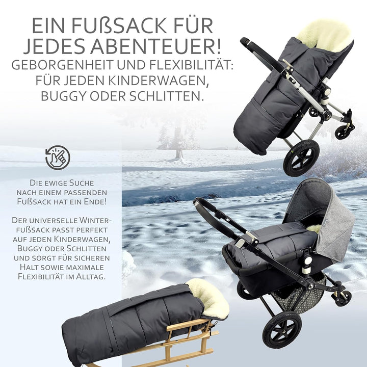 BAMBINIWELT Winterfusssack Fusssack für Kinderwagen, Buggy oder Schlitten, in Mumienform, aus Wolle,