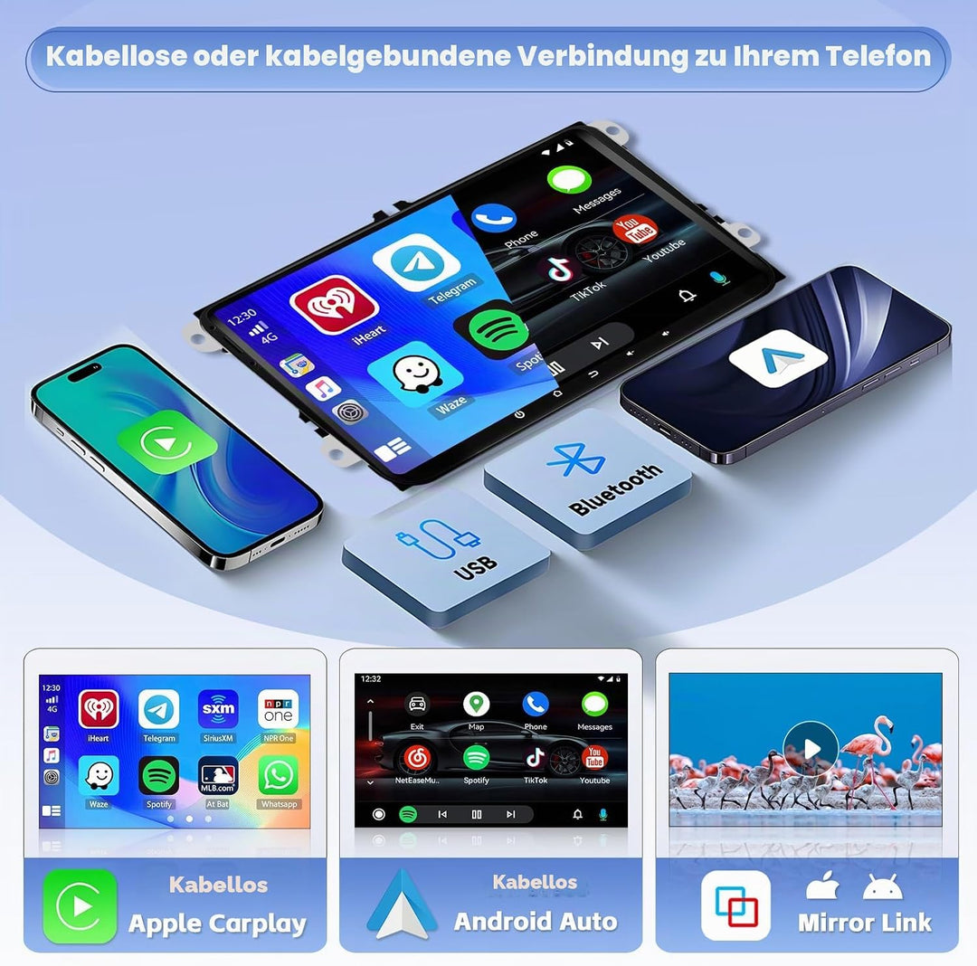 Hikity 8 core 4+64GB Android 15 Autoradio für VW Golf 5 6 Passat Polo Tiguan Touran Caddy Skoda, 9"