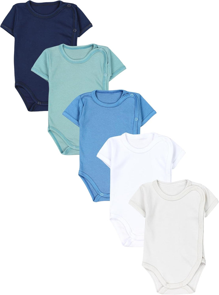 TupTam Baby Body Kurzarm 5er Pack – Wickelbody Body Baby aus Baumwolle für Jungen und Mädchen 56 Hel
