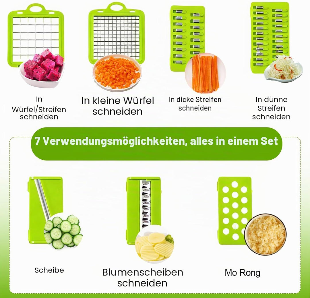 16-in-1 Gemüseschneider, Mandoline Gemüsehobel gemüseschneider Gemüseschneider für Würfel, Stifte, S