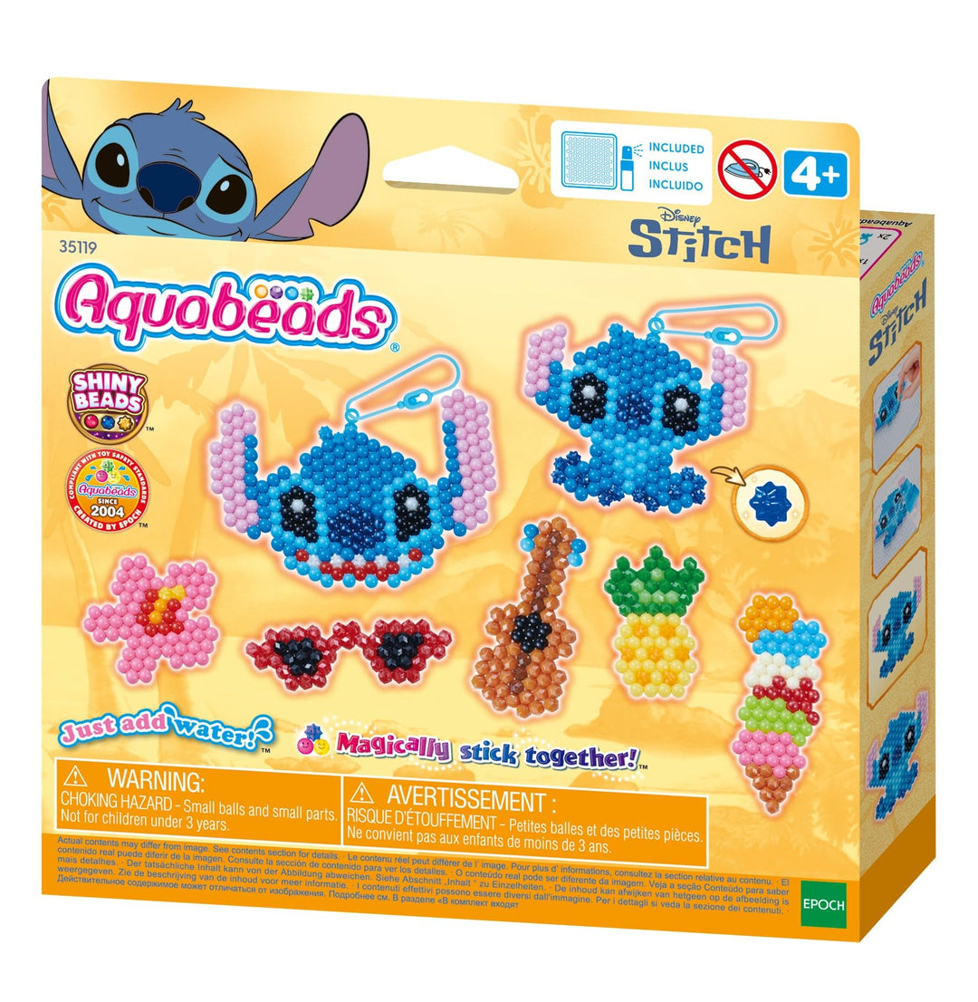 Aquabeads - 35119 Stitch Schlüsselanhänger Bastelset, Wasserperlen Bastelset für Kinder ab 4 Jahren,