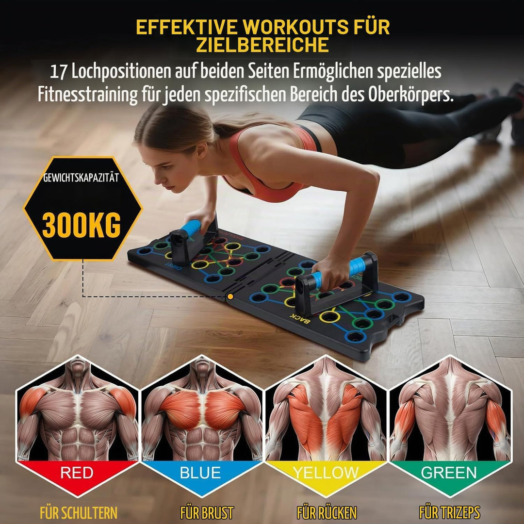 Push Up Board, 24 in 1 Faltbare Tragbare Liegestütz Brett mit 2 Handgriff, Multi-Funktions Portable