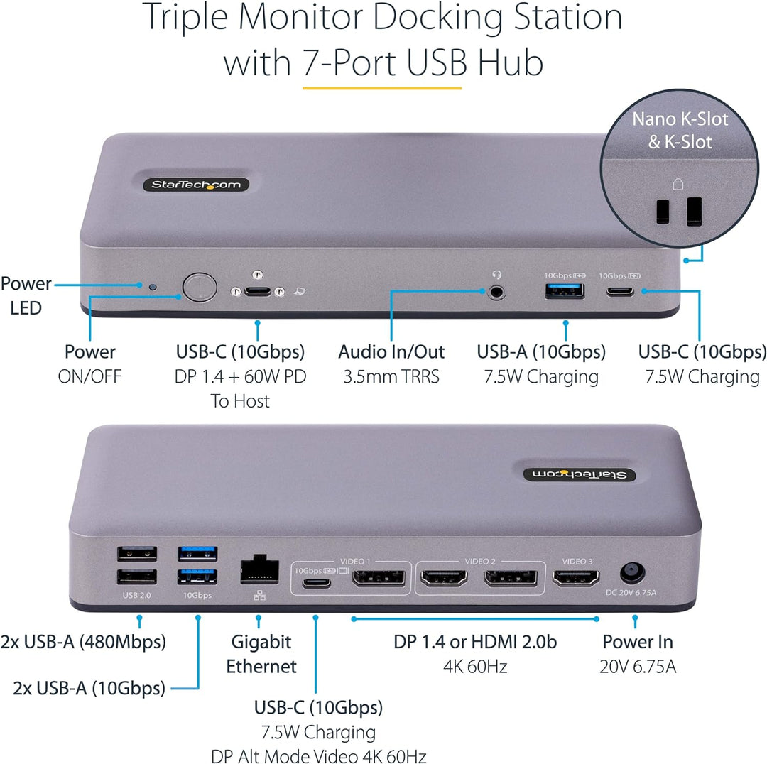 StarTech.com USB-C Docking Station - Google Chromebook Dockingstation - 3x 4K30/Dual 4K60 Monitore -
